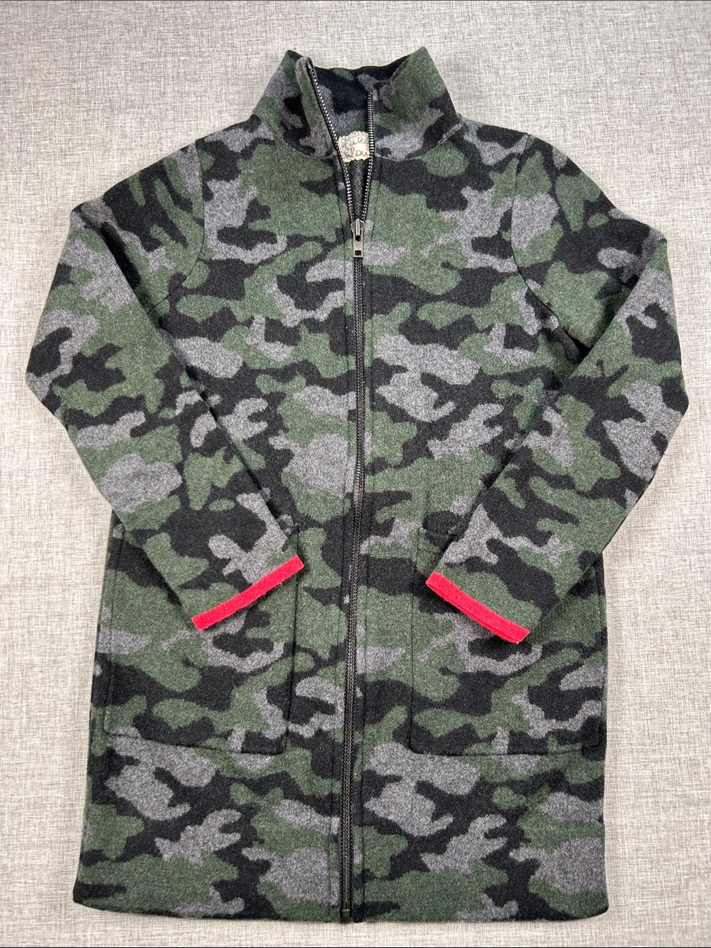 Anthropologie Field & Flower 100% Wool Camo Zip Jacket XS